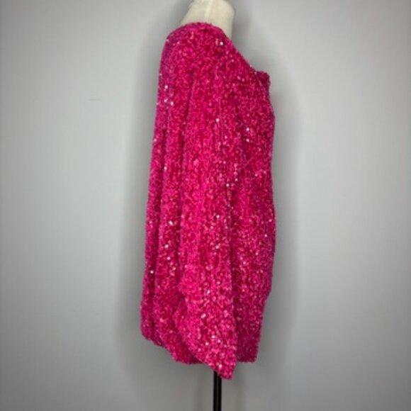Akira - Pink Sequin Off The Shoulder Mini Dress - Picture 4 of 4